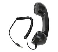 Telefono retrò da 3,5 mm, microfono per telefono cellulare, ricevitore per cellulare, mini ricevitore portatile, per telefoni cellulari e computer (nero)