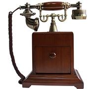 Telefono retrò terrestre, Telefono antico in legno massello, metallo, quadrante rotante, telefono fisso retrò con filo