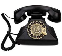 Telefono retrò terrestre, Telefono rotante con filo in stile retrò classico con suoneria nera e rosa 22×13×18cm
