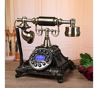 Telefono retrò terrestre, Telefono rotante con filo Telefono fisso Resina e metallo Multicolore(Black)