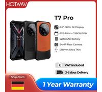 Telefono robusto HOTWAV T7 Pro 6.6 ''FHD + 2K 6GB RAM 256GB ROM Telefono cellulare 64MP Android 13 6280mAh Batteria cellulare ultra sottile T7 Pro Orange