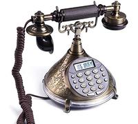 Telefono rotante con cavo Telefono da tavolo retrò vintage con ID chiamante e rapporto vocale, 250x170x207 mm, compatibile con doppio sistema