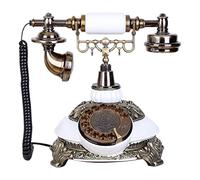 Telefono rotante con cavo Telefono fisso retrò antico, galvanico impermeabile ad alta temperatura, multicolore(White)