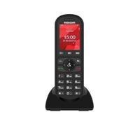 Maxcom MM39D-SE - Telefono mobile da scrivania senza fili, per casa e ufficio, con scheda SIM, caricabatterie USB-C da tavolo non necessario per rete fissa, spina UK, nero