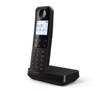 Philips DECT D2701B - Telefono Fisso Cordless, Display Retroilluminato da 4,6", Microfono verticale, Chiamate in Vivavoce, Fino a 14 ore, Antenna Ottimizzata, Impostazioni Sulla Privacy - Nero