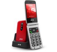SPC Stella 3 - Telefono Cellulare Flip per anziani 4G | Menu e tasti grandi | Pulsante SOS, configurazione remota, compatibilità HAC e volume 103 dB | Base di ricarica e 3 memorie dirette - Rosso