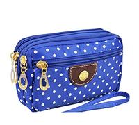 Telefono Stick On Portafoglio in Donne Borsa di Tela Pochette Messenger Zipper Bag Portafoglio da uomo in pelle personalizzata, Blu, Taglia unica