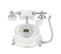 Telefono vintage bianco antico Telefono fisso con quadrante rotativo e display LCD per supporto display ID chiamante, FSK/DTMF ecc.