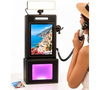 Telefono vintage, libro degli ospiti audio e video Black-110V | con touchscreen da 10,1", luce LED, 64 GB, funzione di registrazione e condivisione via e-mail e messaggi video