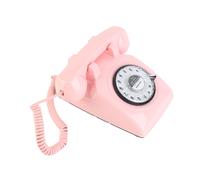 Telefono vintage rosa con rotatore e campanello meccanico per uso domestico