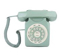 Telefono vintage verde, telefono fisso retrò classico vecchio stile, telefono europeo cablato con pulsanti grandi per di decorazione per ufficio da casa