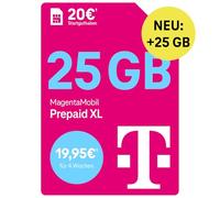 Telekom MagentaMobil Prepagd XL con volume ad alta velocità da 50 GB | 5G/LTE Max & Allnet Flat in tutte le reti | continuare a utilizzare il volume di dati inutilizzato, EU Roaming & Hotspot Flat |