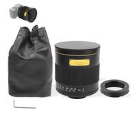 Teleobiettivo Prime, 500 mm F6.3 Super teleobiettivo a specchio Zoom manuale Super teleobiettivo adatto per fotocamera DSLR con attacco AF (Black)