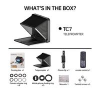 Teleprompter, TC7 Fold Prompter Teleprompter portatile for fotocamera del telefono for video di interviste dal vivo for smartphone tablet da 7,9 pollici, Insegnamento online in diretta streaming(Blac