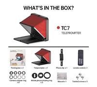 Teleprompter, Teleprompter Teleprompter portatile pieghevole for fotocamera del telefono for interviste dal vivo for smartphone tablet da 7,9 pollici, Insegnamento online in diretta streaming(Rot)