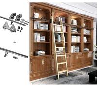 Teles - Kit di ferramenta per libreria scorrevole, set completo da 2 m con ruote e freni per una facile mobilità e stabilità, perfetto per librerie e decorazioni per la casa