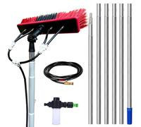 Teles - Spazzola per la pulizia, Exble da 3 a 13,6 m, con manico per alimentatore d'acqua, dispenser di sapone ad angolo regolabile e connettore universale per tubo flessibile per pannelli solari