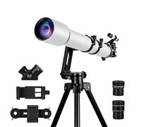 Telescopi per astronomia per adulti, apertura 90 mm, 1000 mm, telescopi rifrattore per adulti principianti bambini con regolazione ad alta precisione, treppiede con base di montaggio Vertisteel AZ