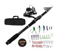 Telescopic Fishing Sea Rod Set GC3000 Spinning Reel Bait Antiskid Handle Fishing Pole Combos Portable Lightweight Durable for Sea River Rock Park Beach Fishing