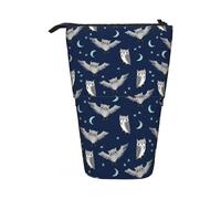 Telescopic Pencil Case Owl Moon Star Sky Night Pencil Case Large Capacity Standing Pencil Bag with Zipper Stand Pencil Holder, for Boys, Students34157