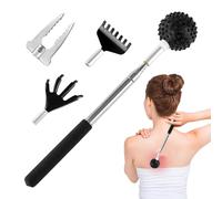 Telescoping Design Back Scratcher, Portable Back Scratcher, Stainless Steel Back Scratcher, Decorative Extendable Backs Scratchers 19cm for Itchy Backs, Indoor, Home, Outdoor, Black Color