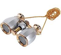 Telescopio 4X30 Binocolo portatile Compatto BAK4 Prisma FMC Lente Design retrò Montatura in metallo Telescopio con catena Design elegante per donne Ragazze Regalo (Argento)