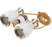 Telescopio 4X30 Binocolo portatile Compatto BAK4 Prisma FMC Lente Design retrò Telescopio con struttura in metallo con catena Design elegante per donne e ragazze Regalo (Bianco)