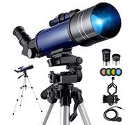 Telescopio Astronomico 70/400 per Bambini e Adulti Principianti, Riflettore con Treppiede Regolabile, Adattatore Smartphone, Oculari K6mm K25mm, Filtri Lunari, Zaino Portatile