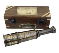 Telescopio de lat n grabado con cita ""Go Confidently"" de Thoreau con caja de madera. Regalos para el d a de graduaci n. Regalos para ni os.