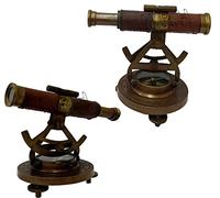 Telescopio d'ottone antico dell'alidade con il telescopio di cuoio della bussola Collectibles Marine Item