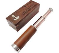 Telescopio in ottone anticato funzionale artigianale pirata vintage | in scatola da 25,4 cm | God is with You Wherever You Go Chrome & finitura rame nautica decorazione per regali telescopio