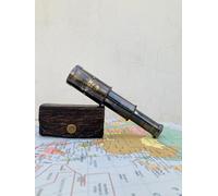 Telescopio in ottone con scatola in pelle, per adulti e bambini, stile vintage, strumento di esplorazione marittima (lucido antico, 15,2 cm)