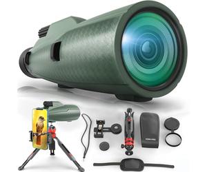 Telescopio monoculare 12 x 50 per esterni, con adattatore per smartphone, per osservare le stelle, birdwatching, caccia, antipolvere, impermeabile, monoculare HD per adulti con supporto per telefono e