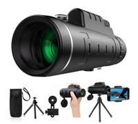 Telescopio monoculare 40X60 Messa a fuoco regolabile Visione notturna Telescopio tascabile monoculare impermeabile antiscivolo con supporto per telefono ＆ Treppiede per giochi da campeggio Birdwatch