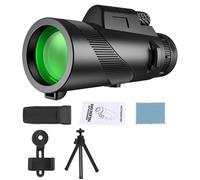 Telescopio Monoculare Ad Alta Potenza 80X100 Zoom A Lungo Raggio Prisma BAK4 Con Clip For Telefono Treppiede For Ambito Di Caccia Campeggio Esterno Chiaro Immagine(Black with tripod)