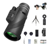 Telescopio monoculare ad alta potenza per adulti, a lungo raggio, con adattatore per telefono e treppiede, perfetto per bird watching, campeggio, viaggi e concerti (nero, 40 x 60)