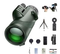 Telescopio monoculare ad alta potenza per adulti, a lungo raggio, con adattatore per telefono e treppiede, perfetto per bird watching, campeggio, viaggi e concerti (verde, 40 x 60)