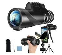Telescopio monoculare HD 80X100 portatile con treppiede, clip for telefono cellulare, caccia, birdwatching, campeggio ed escursionismo(Black)