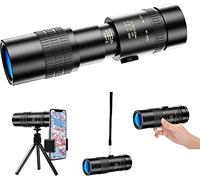 Telescopio monoculare monoculare 4k 10-300X40 ad alta potenza, telescopio monoculare HD impermeabile con supporto per smartphone e treppiede per gioco con la palla/visite turistiche/escursio