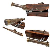 Telescopio nautico 45,7 cm Collezionabile Ottone Marittimo Bella Scatola In Pelle Antico Telescopio Regalo