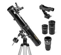 Telescopio Omegon N 76/900 EQ-2 | Telescopio a specchio Newton | Precisa montatura EQ-2 | Per luna e pianeti | Accessori completi inclusi | Adatto anche per principianti e astronomi amatoriali