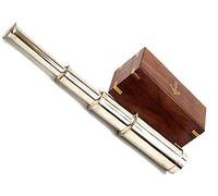 Telescopio palmare in ottone da 38,1 cm, con scatola di legno, stile nautico, da collezione, rustico, vintage, decorazione per la casa, idea regalo