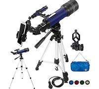 Telescopio per bambini, adulti, principianti di astronomia, telescopio rifrattore con apertura da 70 mm per astronomia con treppiede/adattatore per telefono/otturatore a filo/filtro lunare/zaino