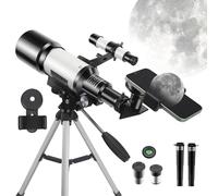Telescopio per bambini adulti principianti, telescopio rifrattore astronomico 150X, telescopi HD professionali di apertura 70mm con treppiede regolabile, adattatore per telefono e filtro lunare