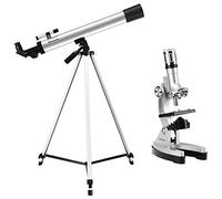 Telescopio per Bambini + microscopio, telescopio astronomico, microscopio per l'istruzione degli Studenti, con 2 oculari + Lente di Barlow 3X + treppiede, Ottimo Regalo di Astronomia per Amici