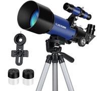 Telescopio per bambini principianti, apertura 70 mm, 400 mm, telescopio rifrattore astronomico per adulti e studenti, telescopi da viaggio con treppiede, adattatore per telefono (blu oceano)