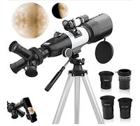 Telescopio per bambini, telescopio astronomico rifrangente per astronomia, principianti, adulti, con 3 oculari ruotabili, apertura 70 mm, telescopio da 400 mm e borsa regolabile per il trasporto