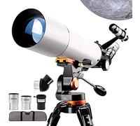 Telescopio per principianti, adulti Telescopi rifrattori astronomici da 80 mm con treppiede regolabile in altezza Supporto per telefono Filtro lunare Lente di Barlow 3X Visualizzazione dello scenario