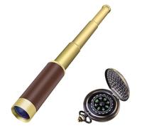 Telescopio pirata retrò Zoomable 25x30 Spyglass portatile pieghevole palmare telescopio vintage monoculare per bambini e attrezzi di sopravvivenza bussola bussola bussola militare per campeggio all'aperto escursionismo canottaggio