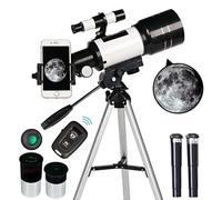 Telescopio portatile da viaggio con adattatore per telefono e telecomando wireless, per principianti astronomici, 70 mm, rifattore da 70 mm (15X-150X), colore nero